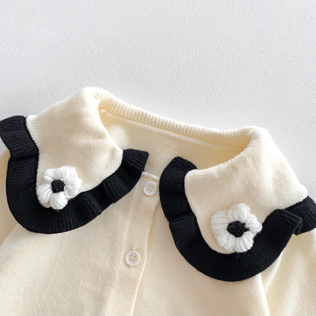 Bộ Áo Khoác Cardigan Dệt Kim + Quần Dài In Hoa Thời Trang Thu Đông Phong Cách Mới Cho Bé Gái