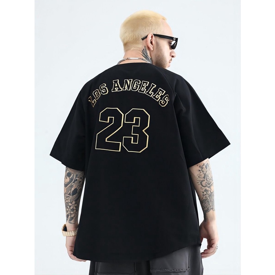 Hot sale✨Áo Thun Bóng Chày Tay Ngắn In Số 23 Phong Cách hip hop Mỹ Cho Nam