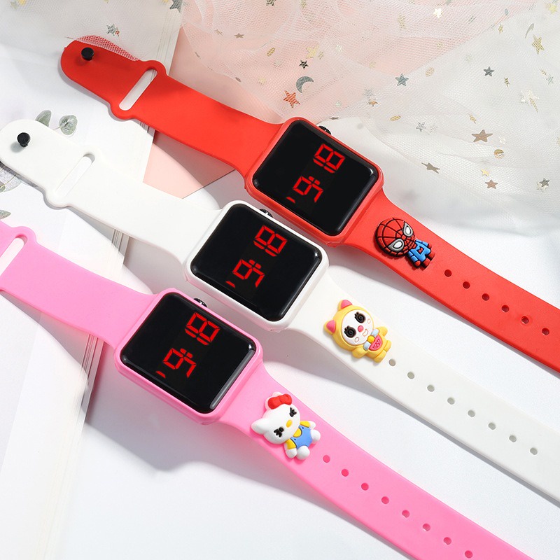 Mới Đồng Hồ Đeo Tay Điện Tử Đèn led Hình Vuông Họa Tiết Hoạt Hình Dễ Thương Cho Bé