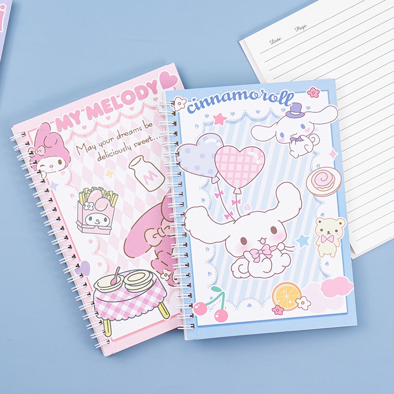 Sanrio coil book kuromi my melody cinnamoroll sketchbook tiểu học nhật ký học sinh sách sổ tay viết pads ledger