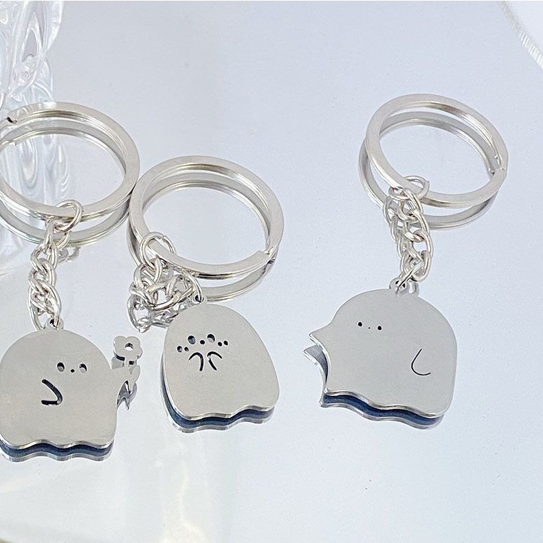 Set 2 Móc Khóa Hình Ma Dễ Thương Cho Cặp Đôi