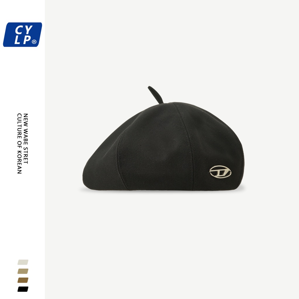 Mũ Beret In Chữ D Kim Loại Thời Trang Đường Phố Hàn Quốc Cho Cặp Đôi