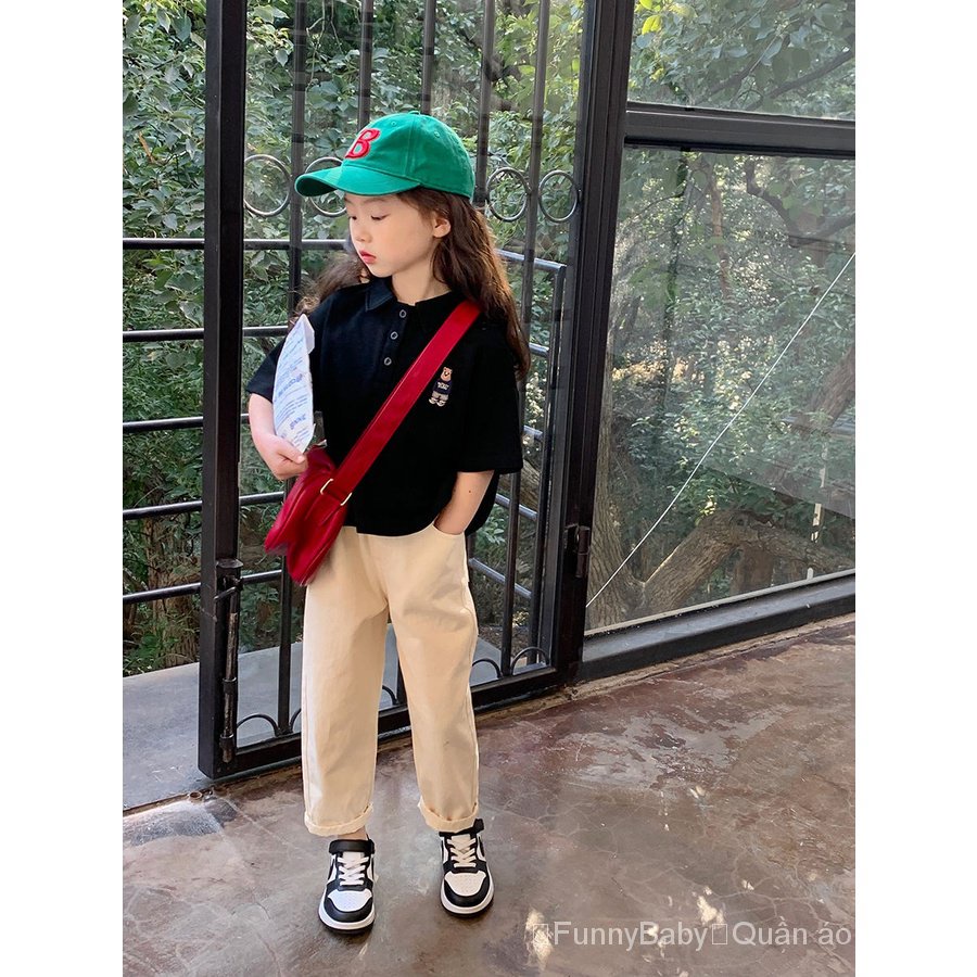 Áo Thun polo Tay Ngắn In Hình Gấu Nhỏ Thời Trang Mùa Xuân 2023 Phong Cách Mới Cho Bé Gái