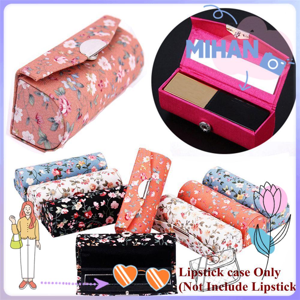 Hộp đựng son môi MiHAN1 mini thêu hoa cổ điển có gương trang điểm thời trang cho nữ