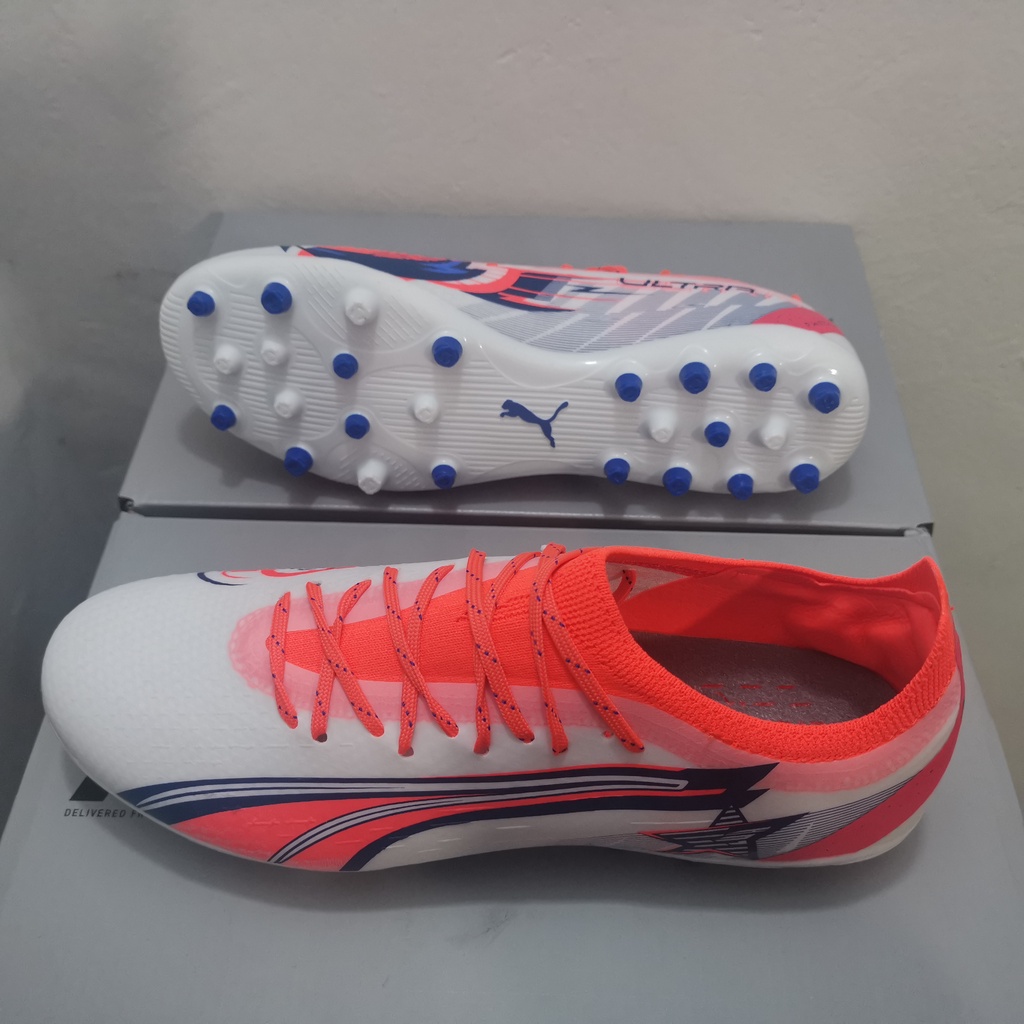 Giày bóng đá ultra ultimate mg white blue giày bóng đá dành cho người lớn