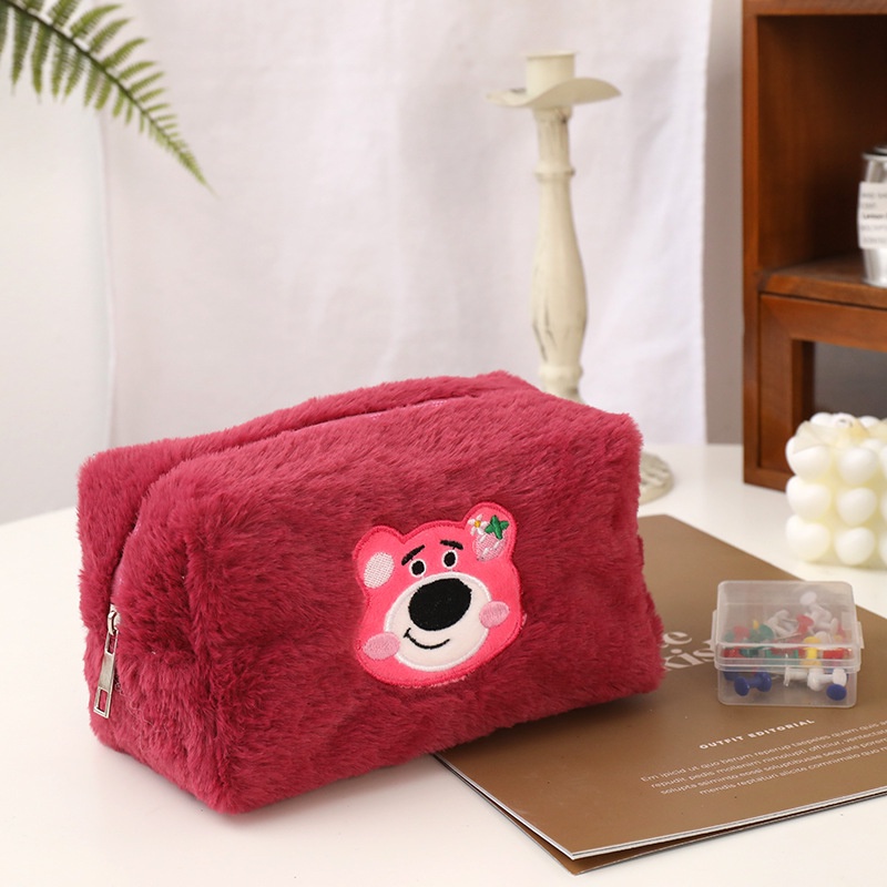 Túi đựng bút viết bóp viết lông mềm gấu dâu lotso ếch thỏ đáng yêu cho học sinh sinh viên Túi đựng mỹ phẩm đa năng