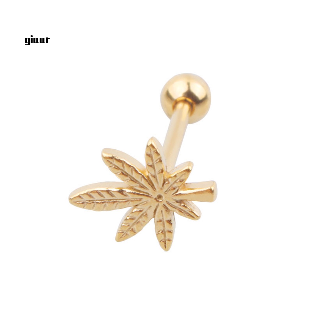 Khuyên Lưỡi Bằng Thép Không Gỉ Hình Chiếc Lá Thời Trang Unisex