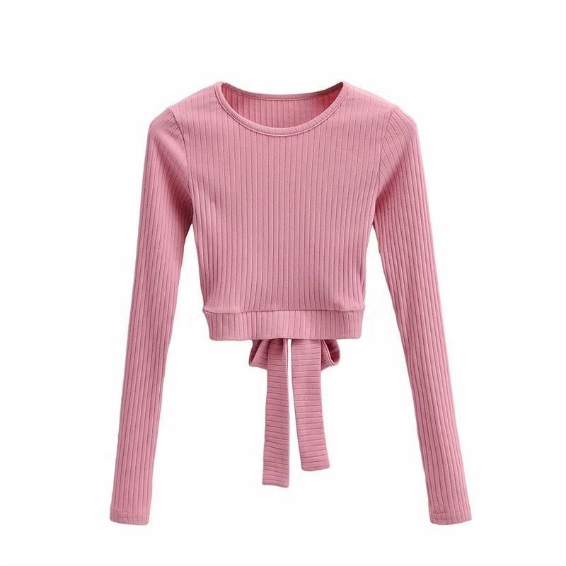 Áo Thun Thể Thao Tay Dài Khoét Eo Ngắn Hở Rốn Ôm Sát Phong Cách Âu Mỹ Quyến Rũ Cho Nữ