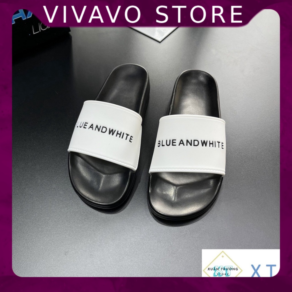 Dép ulzzang Nam Nữ phong cách Hàn Quốc - Dép Quai Ngang Blue And White - FREE SHIP