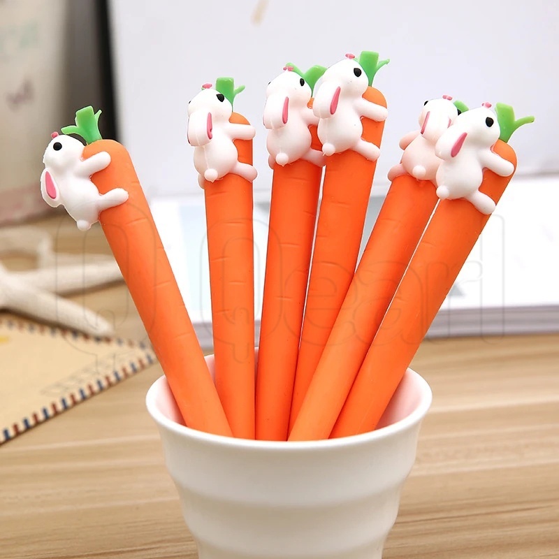 1 Bút Mực Gel Mực Đen Ngòi 0.5mm Hình Thỏ Cà Rốt Dễ Thương