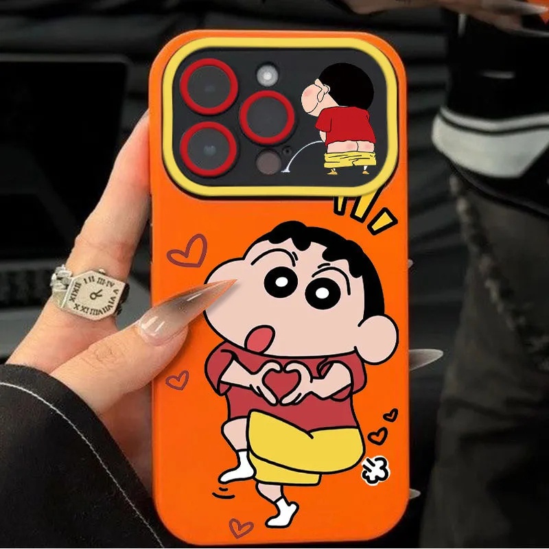 Ốp shin iPhone 2 trong 1 Cậu bé bút chì  TPU Cho 14 XR 13 11 12 Pro Max 8 7 6 6S Plus X Xs Max Se 2020 13 12 11