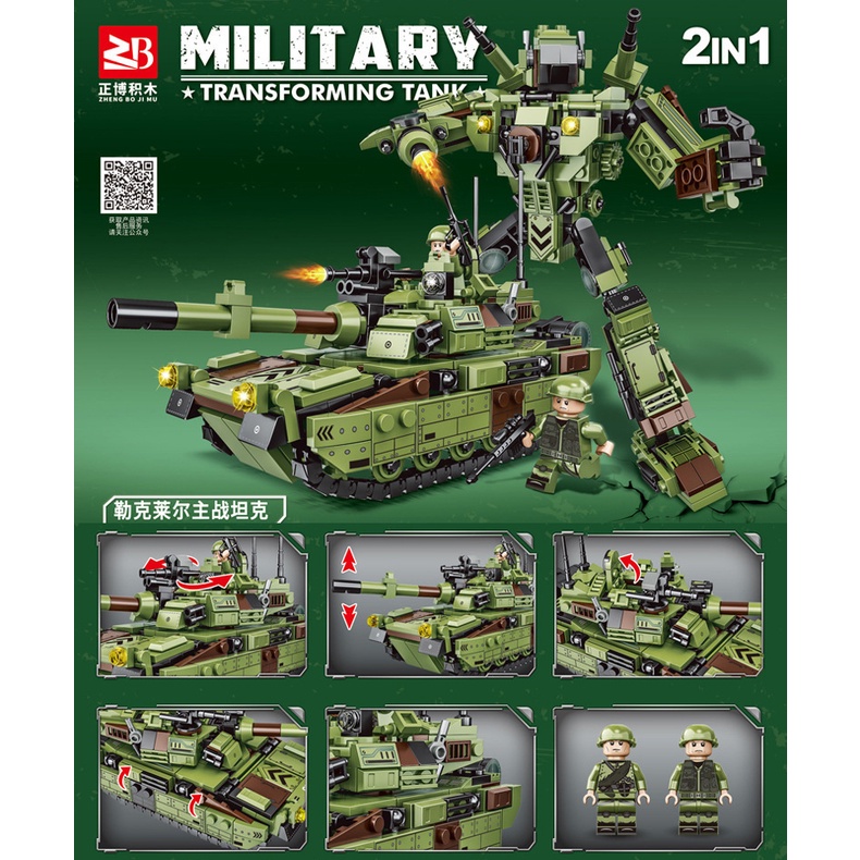 Đồ Chơi Lắp Ráp Xe Tăng Quân Đội Biến Hình 2 Trong 1 WW2