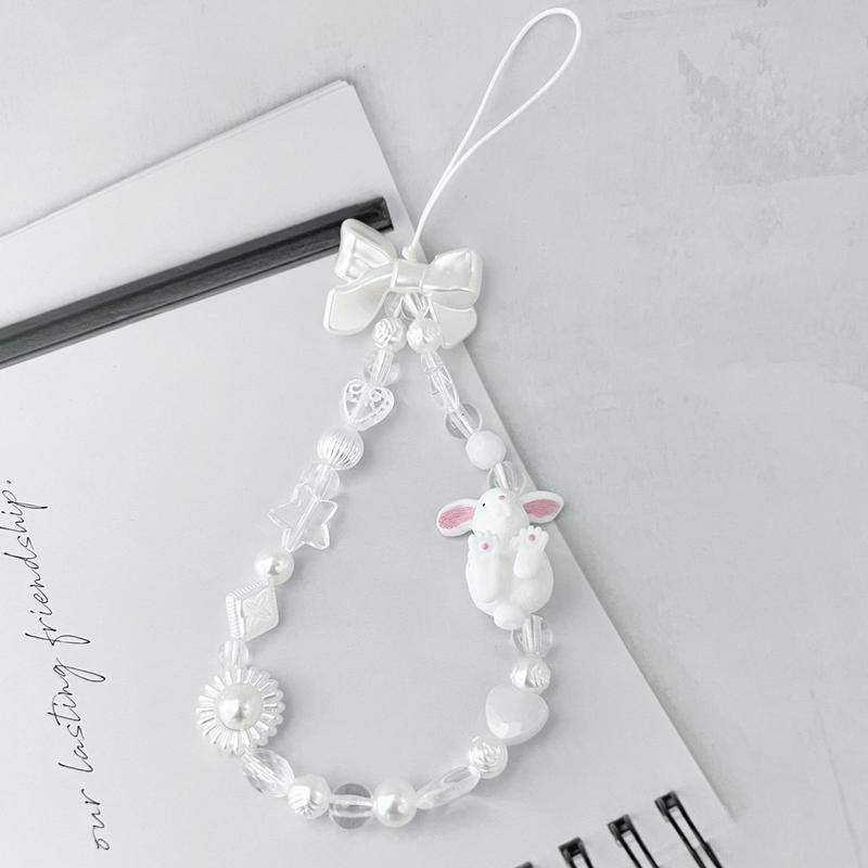 Mobile Dây Đeo Điện Thoại Đính Hạt Hình Thỏ Dễ Thương