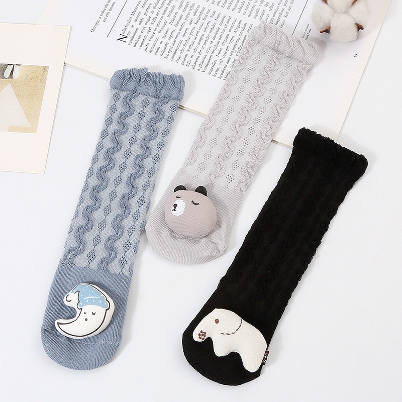 Bobora Vớ Dài Chống Trượt Màu Trơn Kiểu Công Chúa Cho Bé Gái