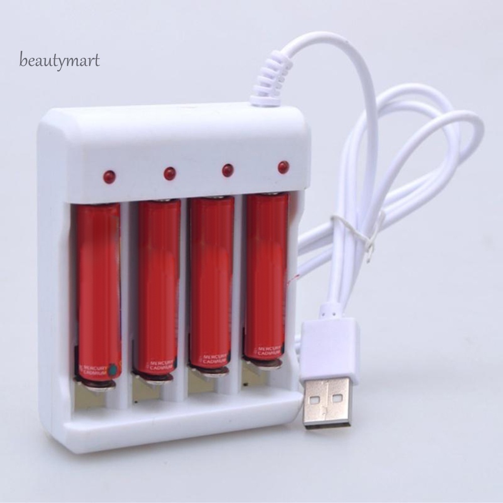Bộ Sạc Pin AA / AAA Ni-MH Ni-Cd 4 Ngăn Có Đèn LED Hiển Thị beautymartm1