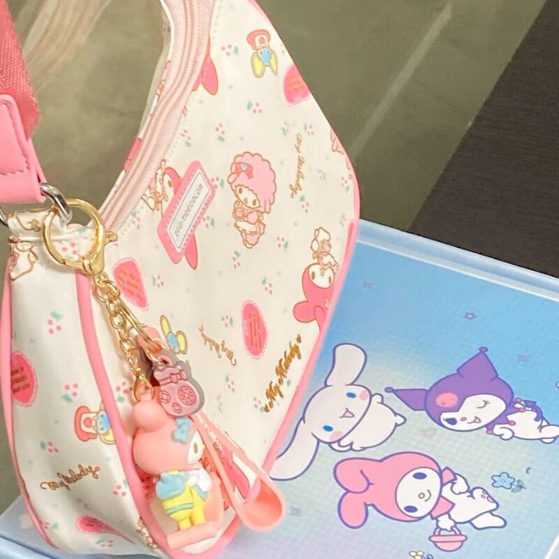 Túi Đeo Vai / Đeo Chéo / Đeo Dưới Cánh Tay / Túi Hành Lý / Kẹp Nách 24cm Kuromi Sanrio Hoạt Hình Dễ Thương