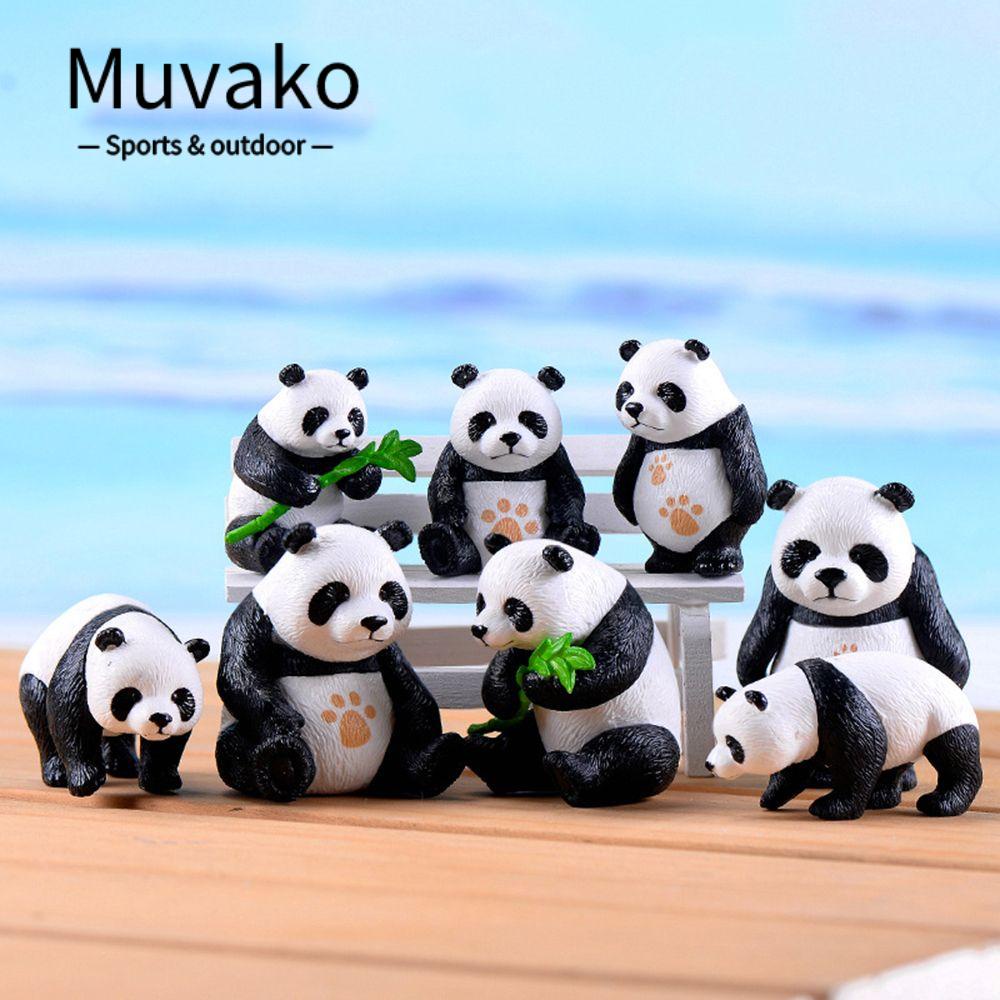Muvako Set 4 Tượng Gấu Trúc Mini Trang Trí Tiểu Cảnh