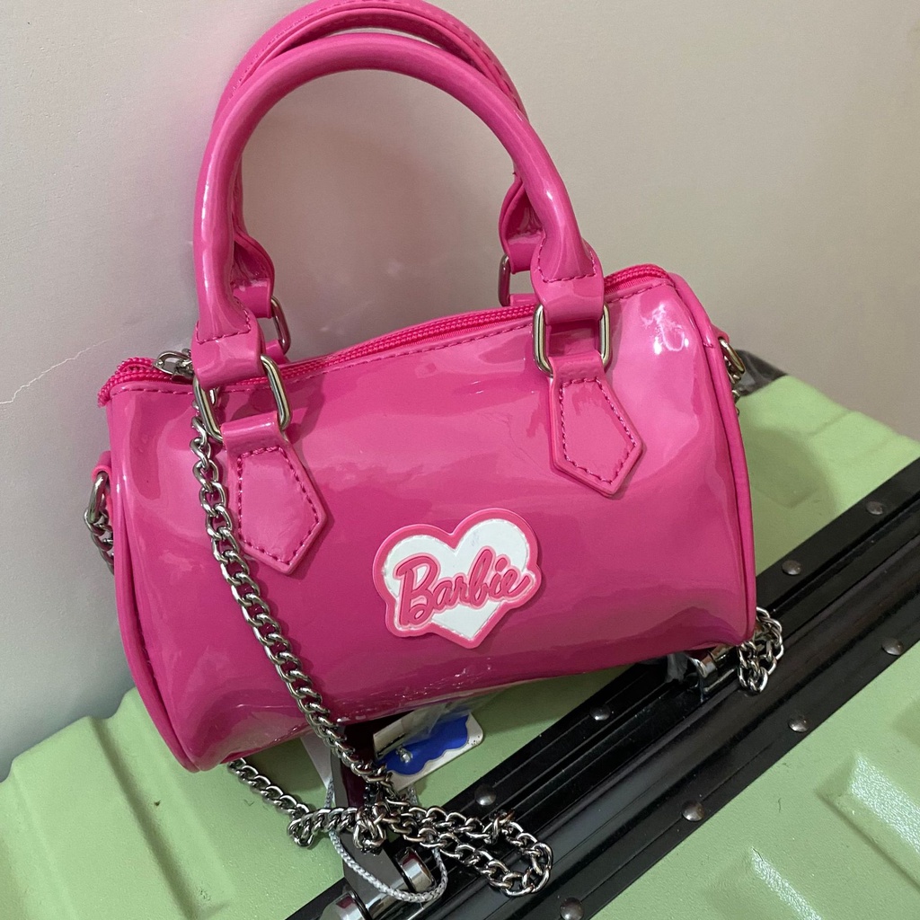 Túi Da PU Đeo Chéo In Hình Búp Bê Barbie Phong Cách Hàn Quốc Cho Nữ