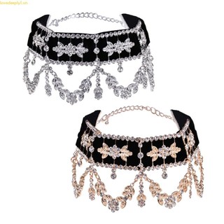 Vòng cổ choker dây nhung mặt trái tim đính đá pha lê cổ điển