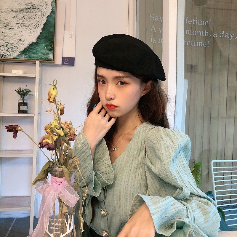 Áo Sơ Mi Tay Loe Cổ Chữ v Thắt Dây Đính Hạt Ngọc Trai Phong Cách retro Mùa Xuân Mới 2023