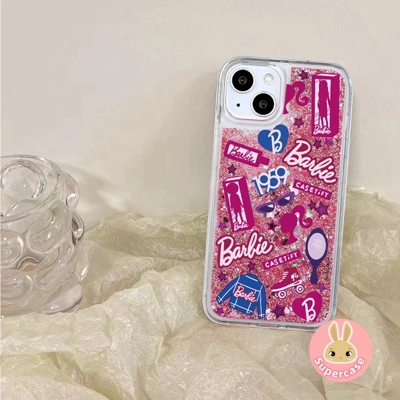 Shinning barbie vỏ cho samsung galaxy s22 s21 s20 ultra plus s21 s20 fe s10 plus s10e s10 5g glitter quicksand ốp lưng love heart girl bling soft case