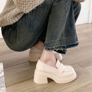 Giày lười nữ (tăng 7cm), giày cao gót đen trắng