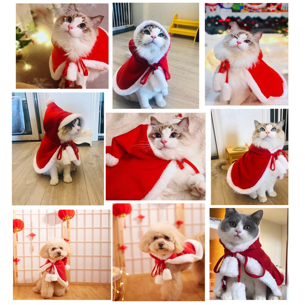 Thú cưng đáng yêu áo choàng giáng sinh cho chó ông già noel áo choàng cho chó mèo giáng sinh chuyển đổi vui nhộn quần áo mèo áo choàng