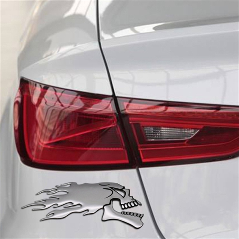 2pc / bộ thời trang nam punk 3d skull badge car / motorcycle metal sticker cool decal