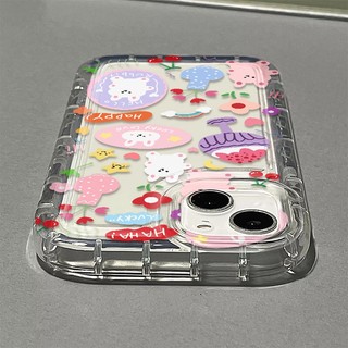 Vỏ điện thoại mềm cherry tương thích cho iphone 14 13 11 12 pro xs max x xr 7 8 plus vỏ trong suốt tpu thỏ dễ thương vỏ chống sốc silicon
