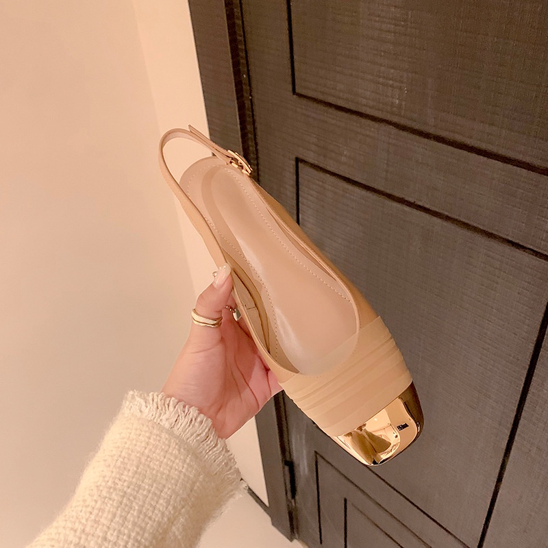 Qiaoyiluo Giày Gót Thấp Phối Màu Phong Cách Pháp Thời Trang