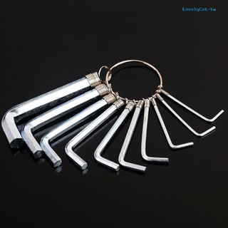 10pcs / set portable hexagon hex key allen wrench spanner bike repair tool