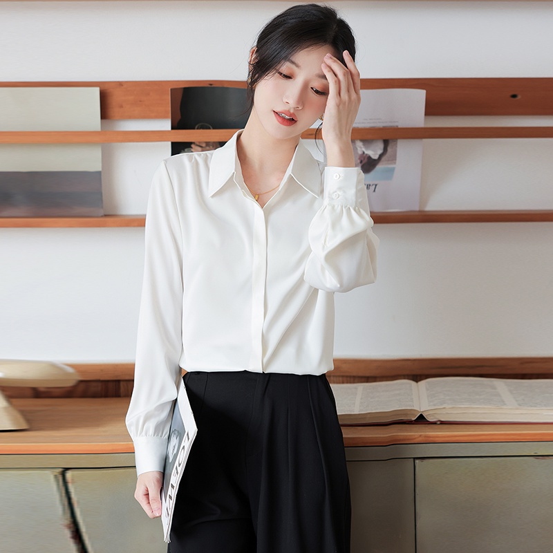 Áo Sơ Mi Satin Cao Cấp Tay Dài Dáng Rộng Thời Trang Xuân Thu Dành Cho Nữ