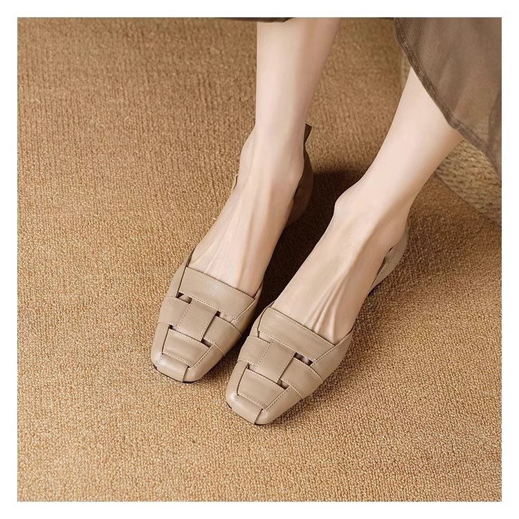 Giày Búp Bê Mũi Vuông Đế Thấp Thiết Kế Trẻ Trung Hợp Thời Trang