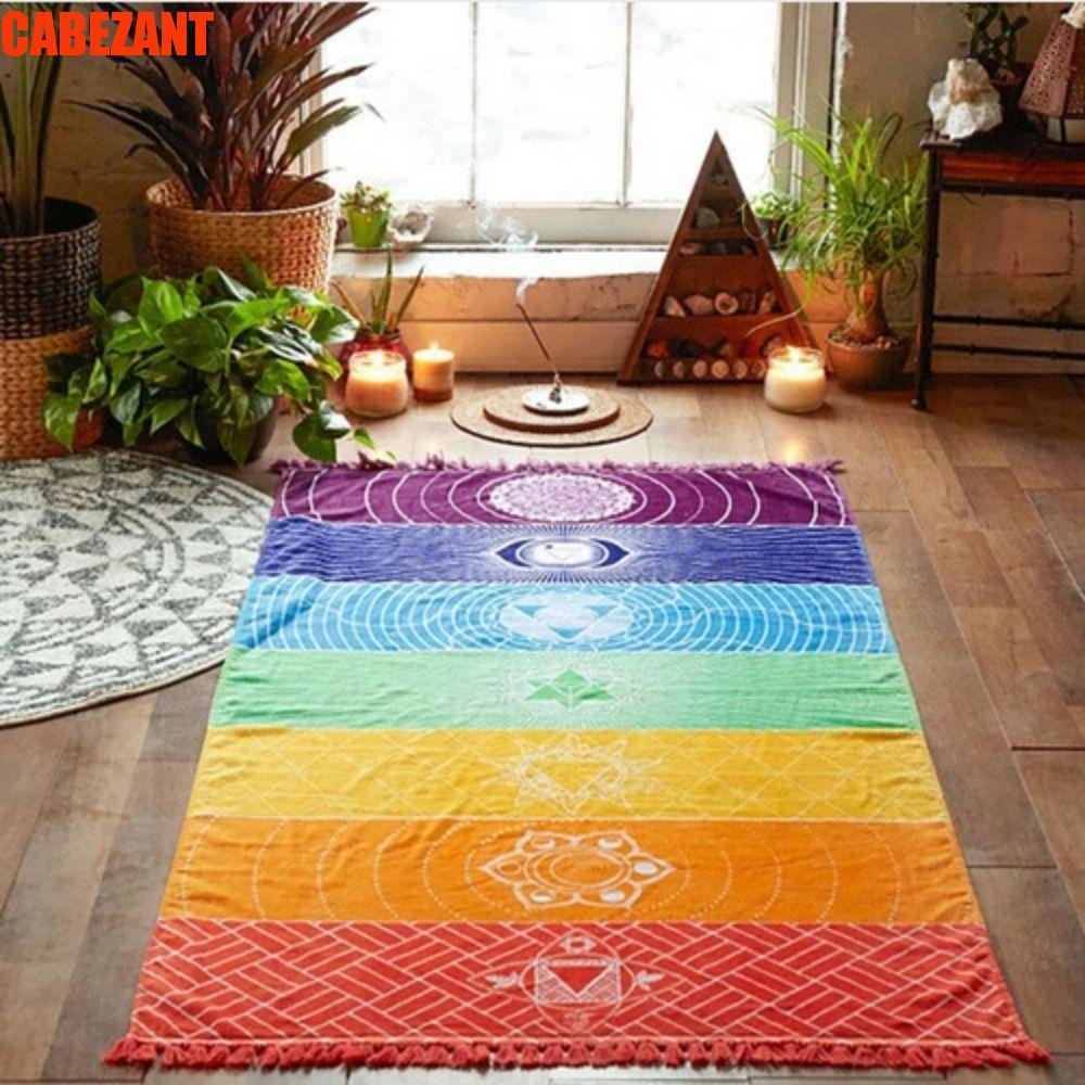 Cabezant thảm yoga thư giãn sàn du lịch đầy màu sắc thảm cầu vồng tua khăn đi biển