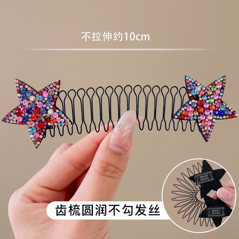 Cài tóc chống rối hình ngôi sao, kẹp tóc đính đá nữ
