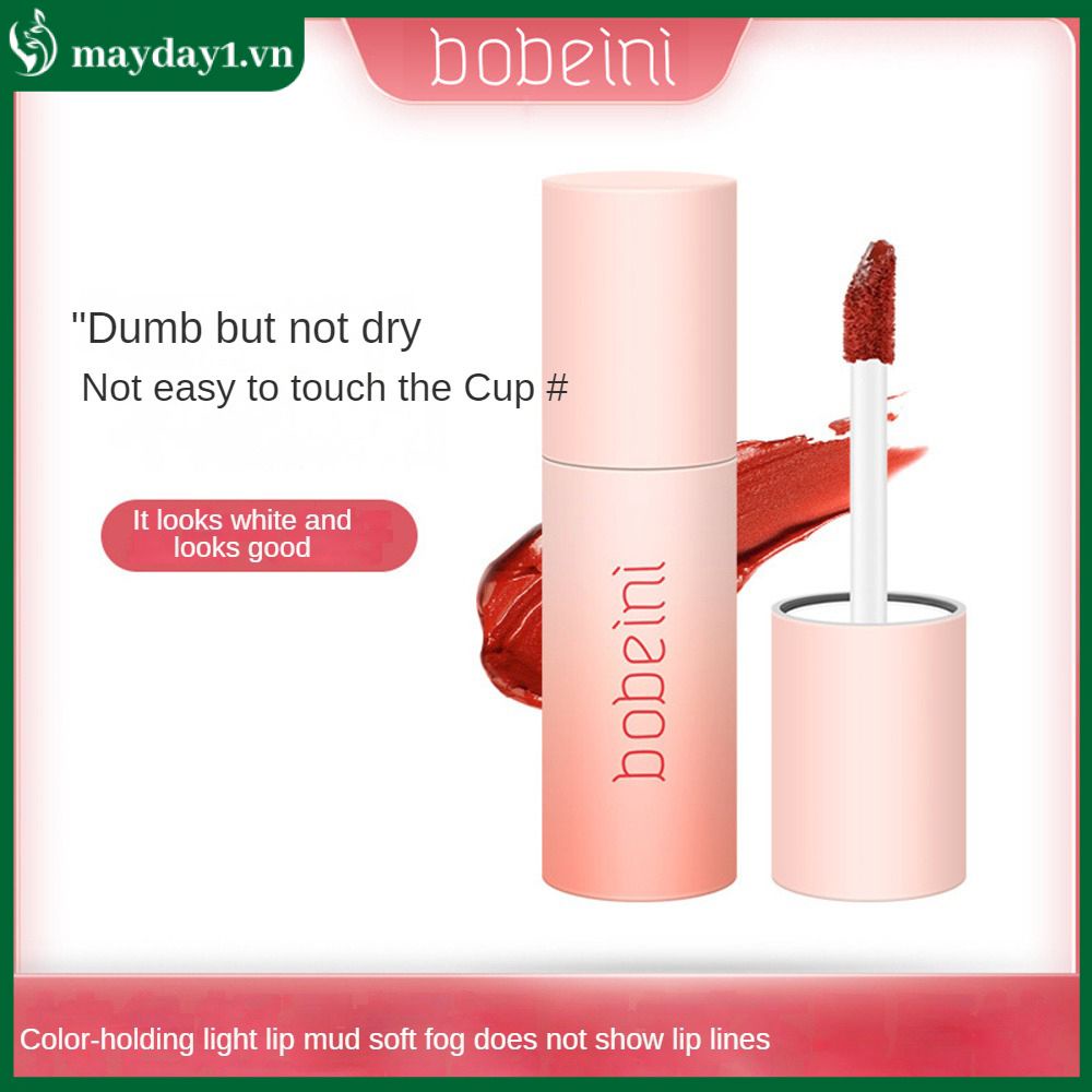 Bobeini lip glaze lip mud velvet matte bề mặt không kéo ra khô và trắng không dễ phai màu trang điểm