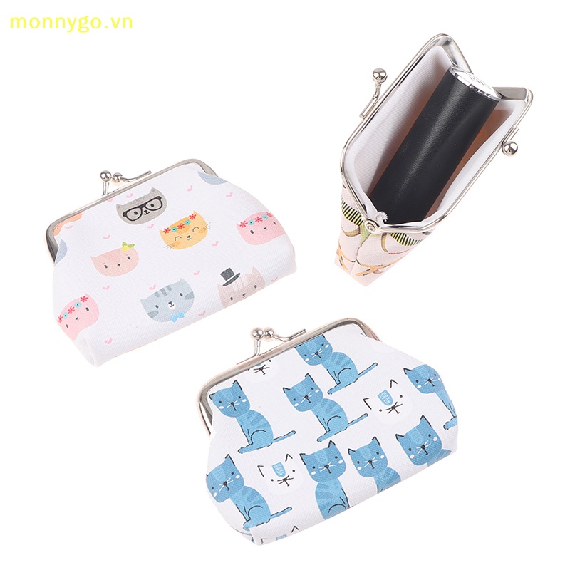 Monnygo Ví Đựng Tiền Xu In Hình Mèo Xinh Xắn