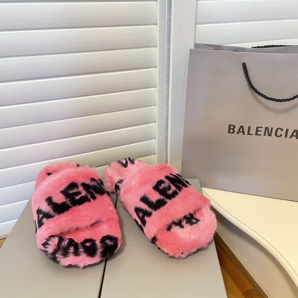 Balenciaga Dép Lông Thỏ Mềm Mại Thoải Mái Ấm Áp