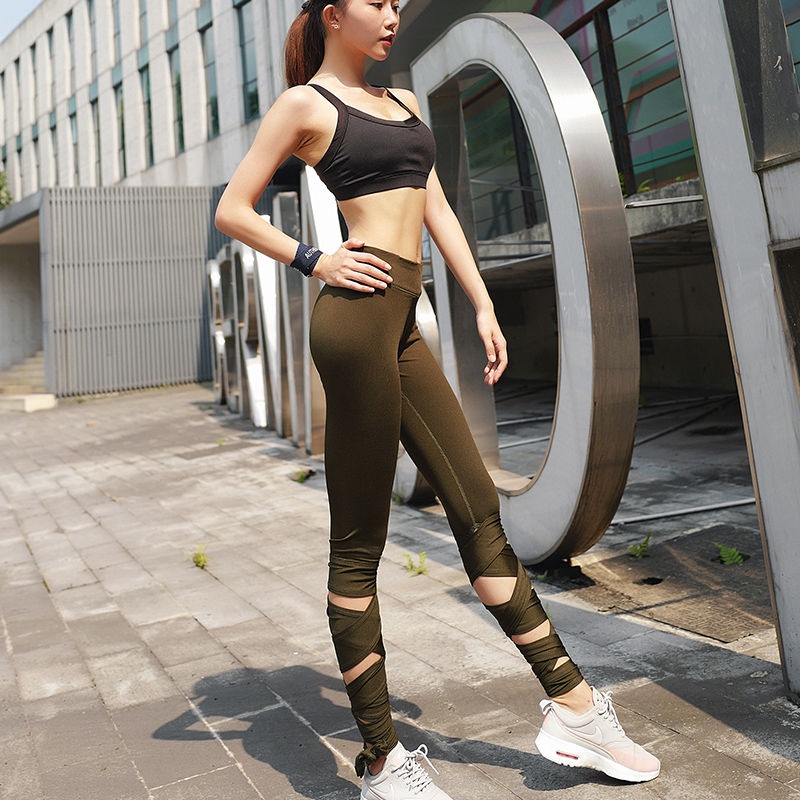 Quần Legging 8 Tấc Cột Dây Tập Yoga / Nhảy Múa Co Giãn Phong Cách Mới
