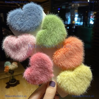 Peaceshells love heart plush fluffy side bangs phụ nữ kẹp đầy màu sắc trang trí kẹp tóc barrettes kẹp tóc cô gái phụ kiện.