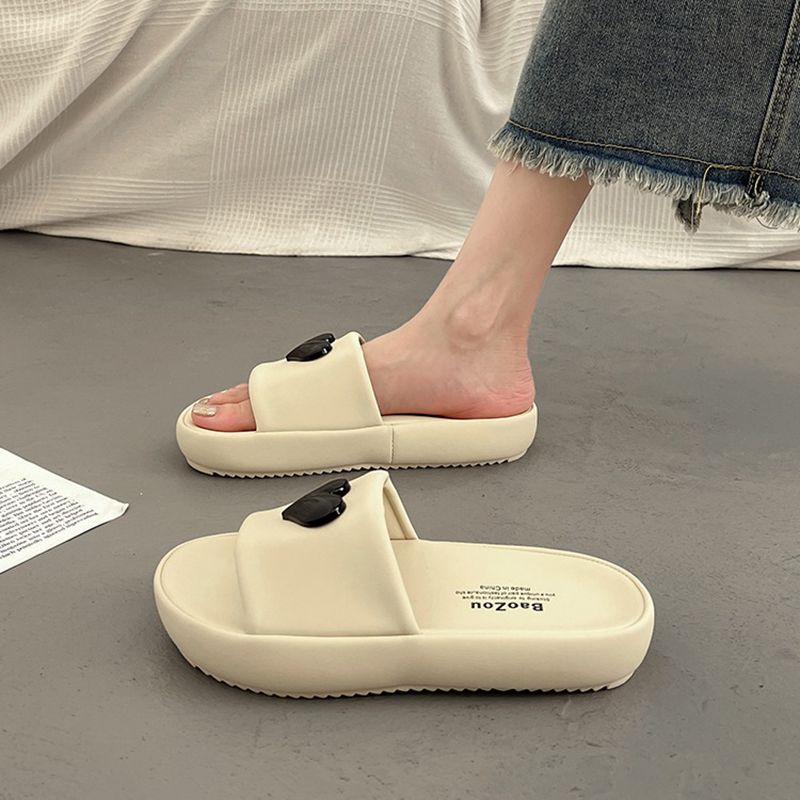 KaBaiQi Dép bánh mì guốc dép sandal nữ Màu Sắc Đơn Giản Thoải Mái Cao Gót Chống Trơn Trượt dép đế xuồng 34ZHDLX0814