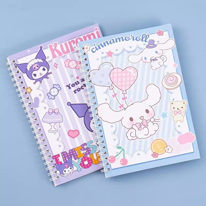 Phim hoạt hình sanrio coil notebook kuromi cinnamoroll memo book kawaii anime my melody cute journal notebook portable easy tear món quà cô gái dễ thương