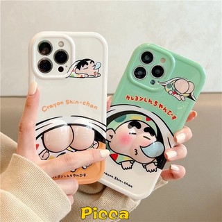 Funny crayon shin-chan couples case tương thích cho iphone 11 14 12 13 pro max 14 11 8plus 7 8 6s 6 plus xr x se 2020 xs max creative 3d stereo decompression anti-drop glossy cover