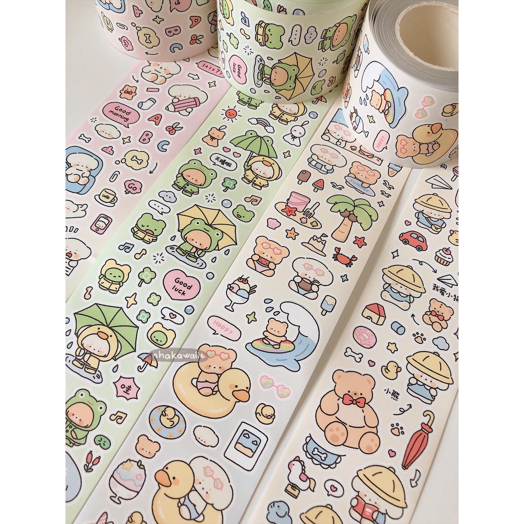 Nhãn dán sticker chiết trang trí toploader dạng cuộn Nhà Kawaii
