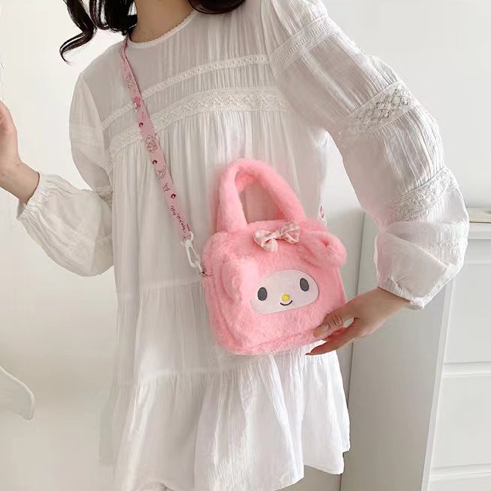 Túi nữ sanrio kulomi / cincin dog / my melody / pudin dog / spongebob squarepants / strawberry bear plush bag toy girl messenger bag gift for friends