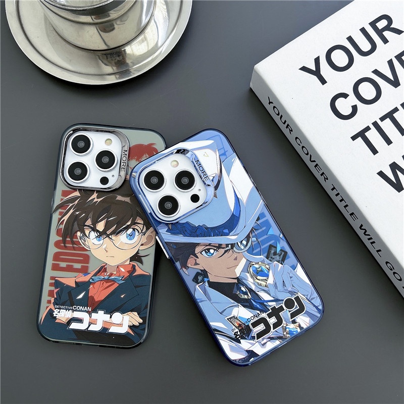 Màu bạc mờ anime thám tử lừng danh conan vỏ điện thoại hoạt hình cho iphone 14 13 12 11 bìa