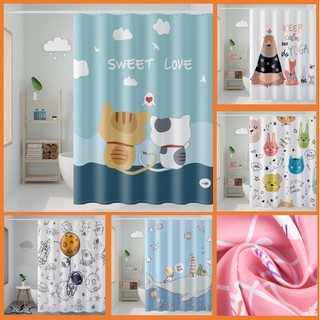 Rèm phòng tắm cao cấp chất liệu POLYESTER không thấm nước- Mẫu 3D chân nam châm (180cm X 180cm)