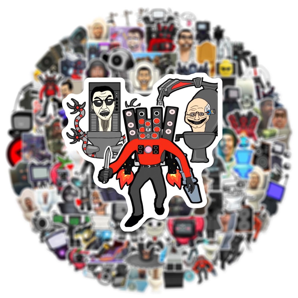 100 cái / bộ skibidi toilet tv man stickers cho trẻ em hình dán trò chơi hình dán trò chơi thực tế hình dán cốc nước