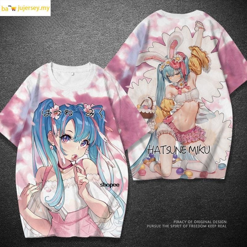 Hatsune miku fashion men's and women's t-shirt hot selling short sleeve sports t-shirt original 3d t-shirt two-dimensional short-sleeved male japanese cartoon print half-sleeved