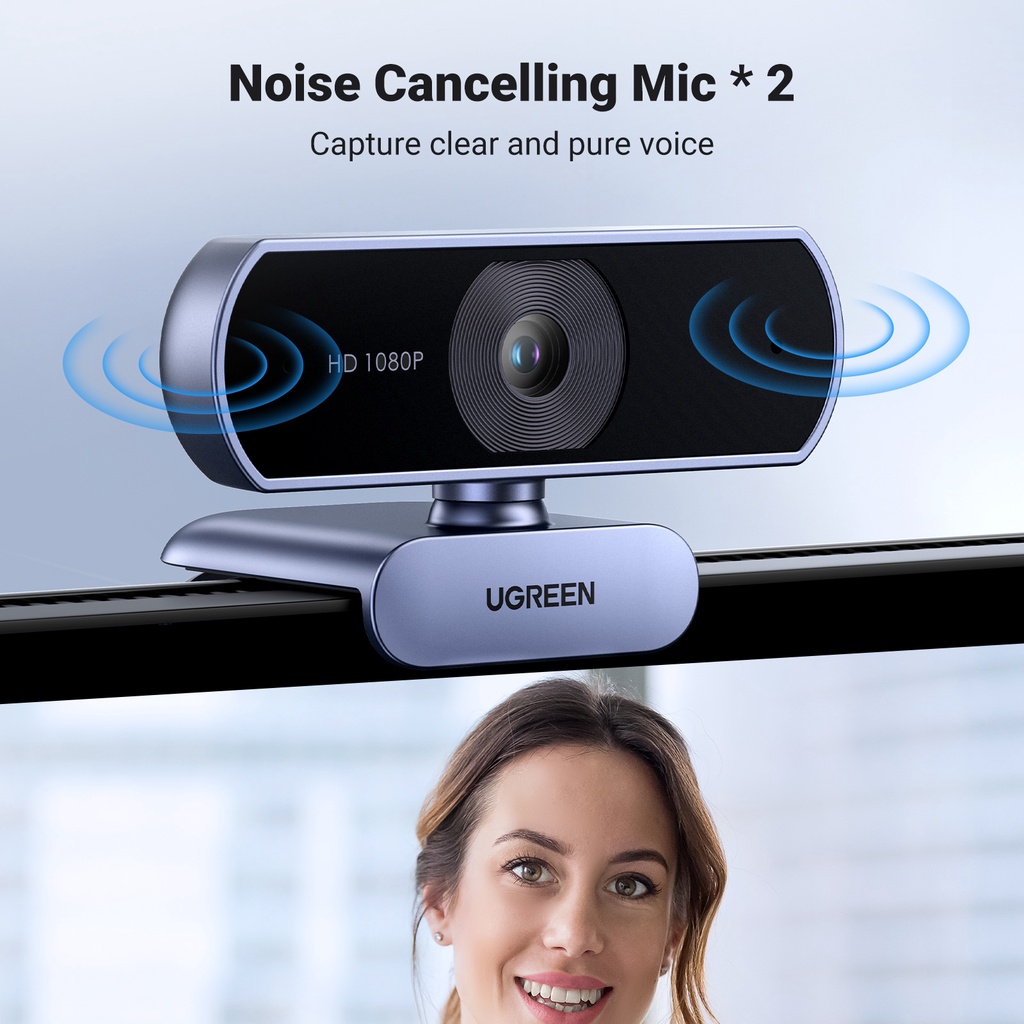 Ugreen webcam 1080p full hd camera 2k máy tính xách tay usb camera webcam với micrô kép để gọi video phóng to youtube